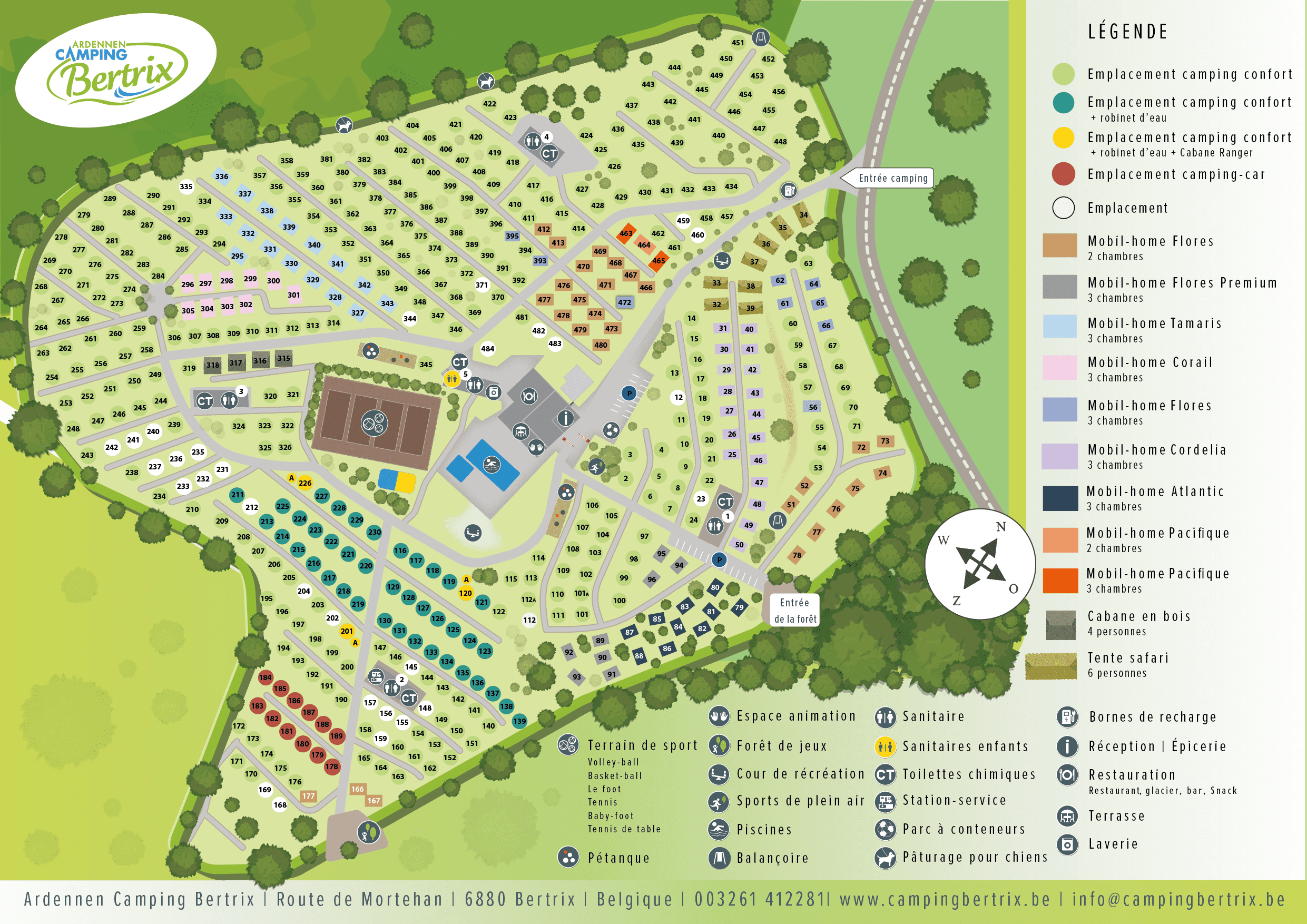 Plan du camping Bertrix dans les Ardennes